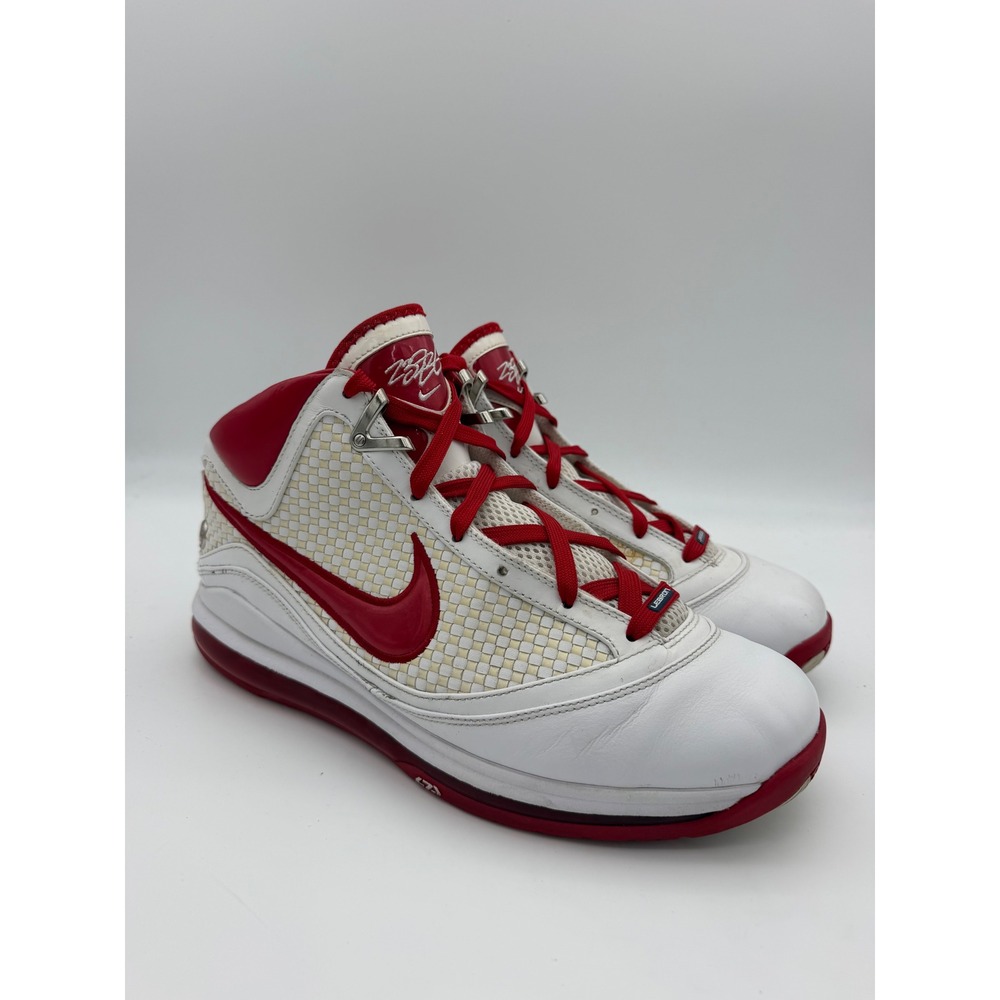 Nike Air Max LeBron VII 7 White Varsity Red Basketball Shoes 383578-161 Men 11.5